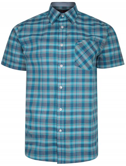 Kam Jeans 6201 Summer Casual Check Shirt Aqua - Marškiniai - Marškiniai - 2XL-8XL