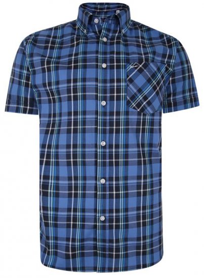 Kam Jeans 6208 SS Casual Check Shirt Denim - Marškiniai - Marškiniai - 2XL-8XL