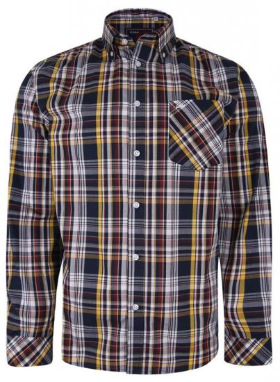 Kam Jeans 6208 LS Casual Check Shirt Navy - Marškiniai - Marškiniai - 2XL-8XL