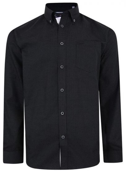 Kam Jeans 6210 LS Dobby Stitch Shirt Black - Marškiniai - Marškiniai - 2XL-8XL