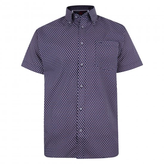 Kam Jeans 6211 SS Dobby Print Shirt Navy - Marškiniai - Marškiniai - 2XL-8XL