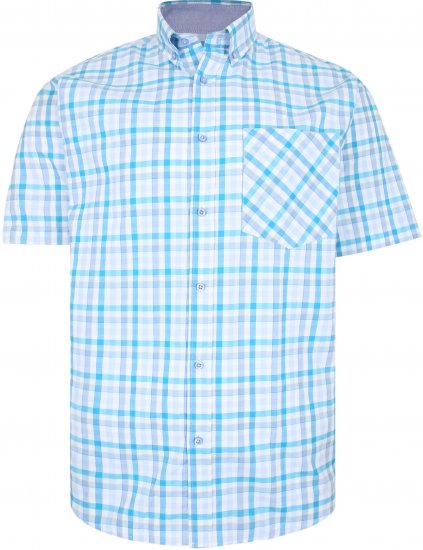 Kam Jeans 6215 Summer Check Shirt Turquoise - Marškiniai - Marškiniai - 2XL-8XL