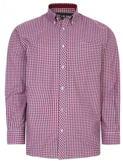Kam Jeans 6219 LS Mini Gingham Check Shirt Red - Marškiniai - Marškiniai - 2XL-8XL