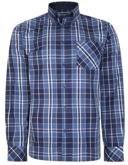 Kam Jeans 6221 Casual Checked Shirt Indigo - Marškiniai - Marškiniai - 2XL-8XL