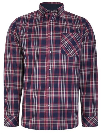 Kam Jeans 6221 Casual Checked Shirt Plum - Marškiniai - Marškiniai - 2XL-8XL