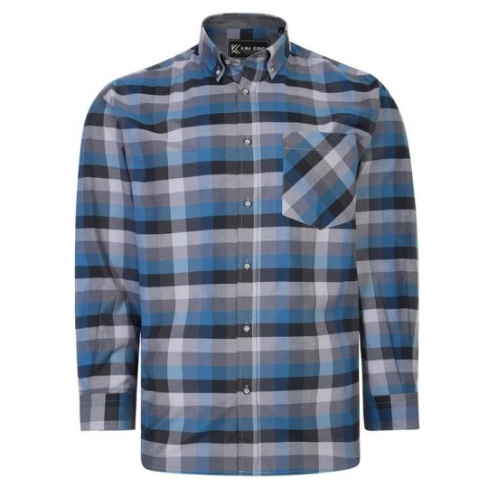 Kam Jeans 6222 Grazed Check Pattern Shirt Turquoise - Marškiniai - Marškiniai - 2XL-8XL