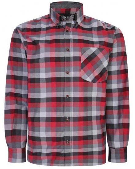 Kam Jeans 6222 Grazed Check Pattern Shirt Wine - Marškiniai - Marškiniai - 2XL-8XL