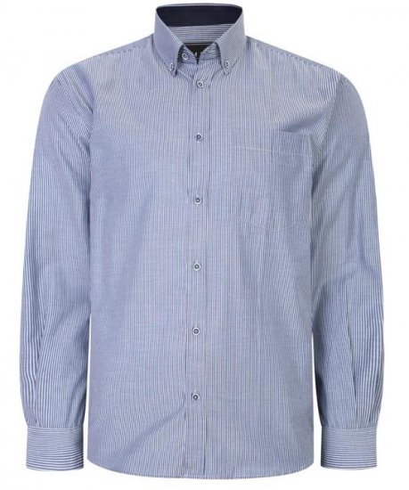 Kam Jeans 6224 LS Mini Stripe Shirt Navy - Marškiniai - Marškiniai - 2XL-8XL