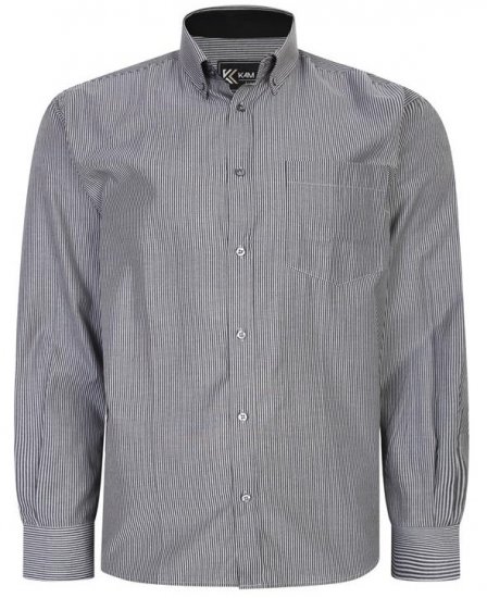 Kam Jeans 6224 LS Mini Stripe Shirt Charcoal - Marškiniai - Marškiniai - 2XL-8XL