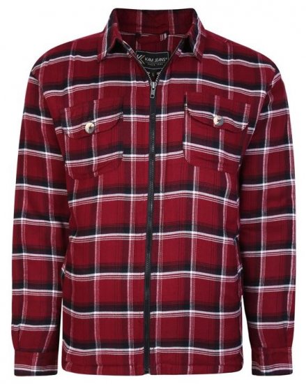 Kam Jeans 6231 Sherpa Lined Flannel Shirt with Zipper Burgundy - Marškiniai - Marškiniai - 2XL-8XL