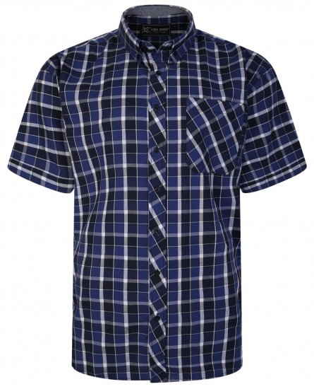 Kam Jeans 6240 SS Check Shirt Navy - Marškiniai - Marškiniai - 2XL-8XL