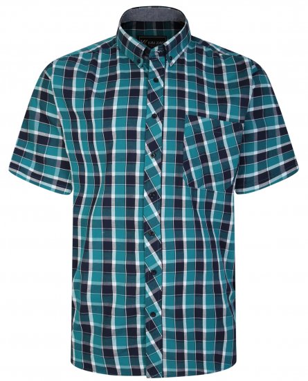 Kam Jeans 6240 SS Check Shirt Teal - Marškiniai - Marškiniai - 2XL-8XL