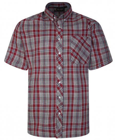 Kam Jeans 6241 SS Check Shirt Burgundy - Marškiniai - Marškiniai - 2XL-8XL