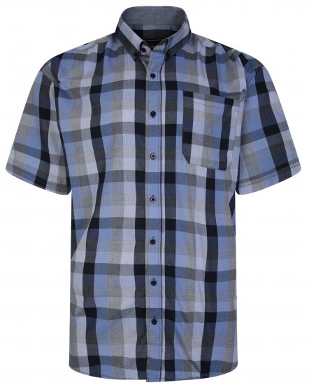 Kam Jeans 6242 Casual Checked Shirt Blue - Marškiniai - Marškiniai - 2XL-8XL