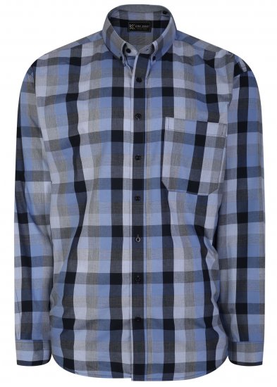 Kam Jeans 6242 Long Sleeve Casual Checked Shirt Blue - Marškiniai - Marškiniai - 2XL-8XL