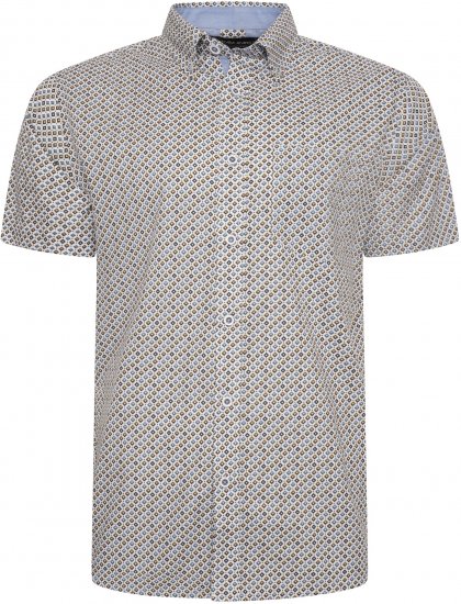 Kam Jeans 6281 All Over Geo Print Shirt White - Marškiniai - Marškiniai - 2XL-8XL