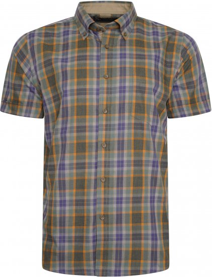 Kam Jeans 6282 Casual SS Check Shirt Brown - Marškiniai - Marškiniai - 2XL-8XL