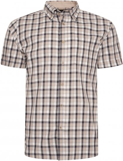 Kam Jeans 6282 Casual SS Check Shirt Beige - Marškiniai - Marškiniai - 2XL-8XL