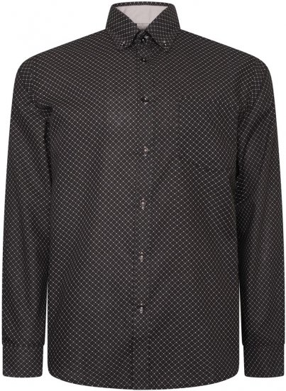 Kam Jeans 6299 Long Sleeve All Over Diamond Print Shirt Black - Marškiniai - Marškiniai - 2XL-8XL