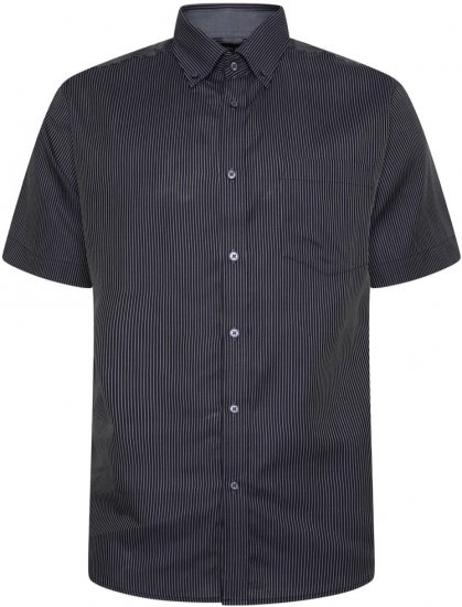 Kam Jeans 6300 Dobby Stripe Short Sleeve Shirt Dark Grey - Marškiniai - Marškiniai - 2XL-8XL