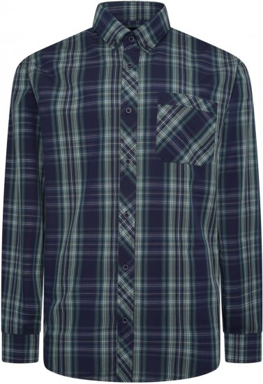 Kam Jeans 6301 LS Casual Check Shirt Teal - Marškiniai - Marškiniai - 2XL-8XL