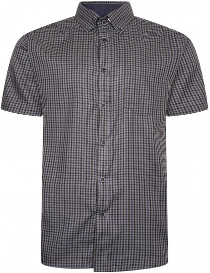 Kam Jeans 6302 Casual Gingham Check Shirt Charcoal - Marškiniai - Marškiniai - 2XL-8XL