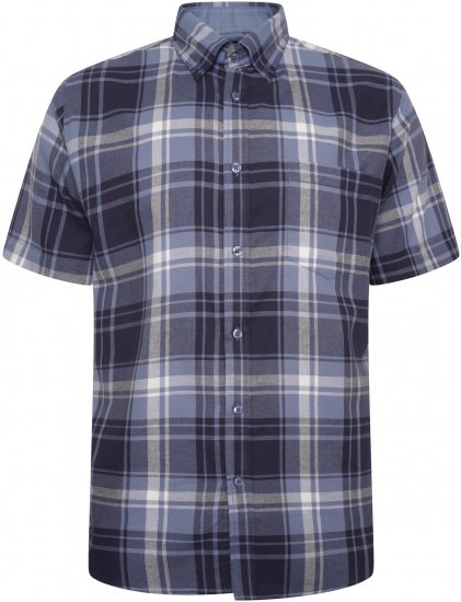 Kam Jeans 6303 Casual Check Short Sleeve Shirt Blue - Marškiniai - Marškiniai - 2XL-8XL