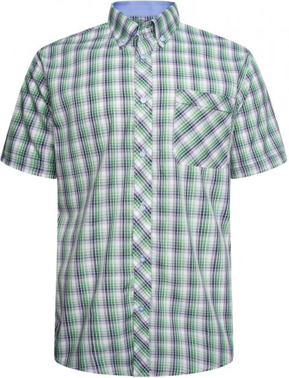 Kam Jeans 6311 Casual Check Short Sleeve Shirt Mint - Marškiniai - Marškiniai - 2XL-8XL