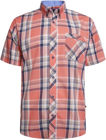 Kam Jeans 6312 Casual Check Short Sleeve Shirt Light Red - Marškiniai - Marškiniai - 2XL-8XL