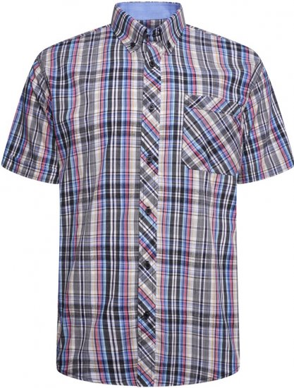 Kam Jeans 6313 Casual Check Short Sleeve Shirt Grey - Marškiniai - Marškiniai - 2XL-8XL