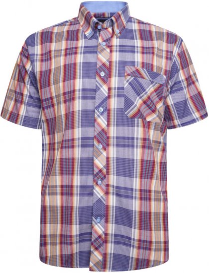 Kam Jeans 6314 Casual Check Short Sleeve Shirt Burgundy - Marškiniai - Marškiniai - 2XL-8XL