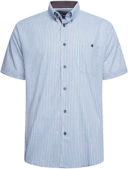 Kam Jeans 6321 Casual Stripe Short Sleeve Shirt Blue - Marškiniai - Marškiniai - 2XL-8XL