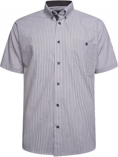 Kam Jeans 6321 Casual Stripe Short Sleeve Shirt Charcoal - Marškiniai - Marškiniai - 2XL-8XL