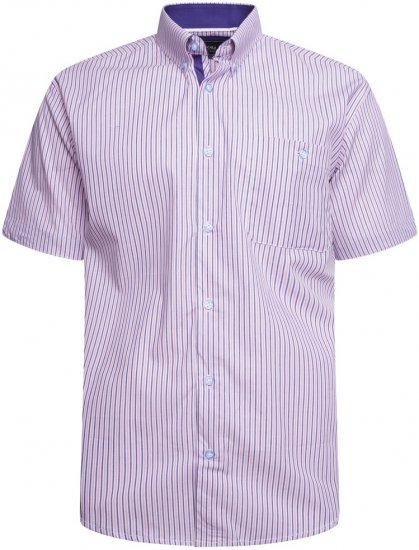 Kam Jeans 6321 Casual Stripe Short Sleeve Shirt Pink - Marškiniai - Marškiniai - 2XL-8XL