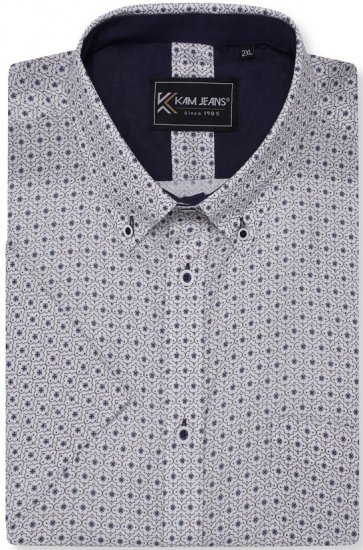 Kam Jeans 6328 AOP Geo Print Short Sleeve Shirt Charcoal - Marškiniai - Marškiniai - 2XL-8XL
