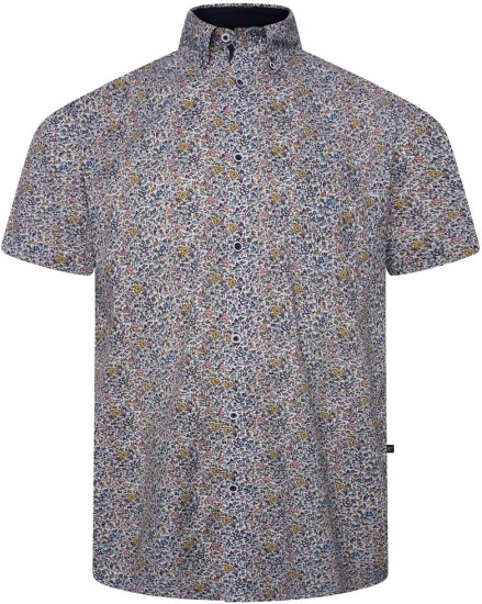 Kam Jeans 6329 Mini Floral Print Short Sleeve Shirt Grey - Marškiniai - Marškiniai - 2XL-8XL
