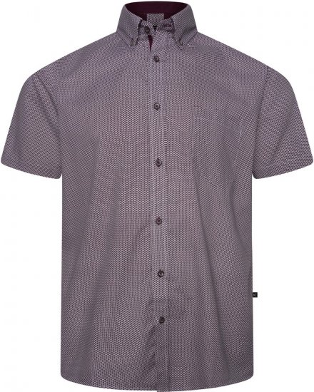 Kam Jeans 6332 AOP Dobby Print Shirt Burgundy - Marškiniai - Marškiniai - 2XL-8XL