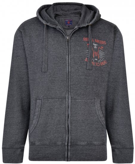 Kam Jeans 7023 Rebel Bikers Hoodie Charcoal - Megztiniai ir džemperiai - Megztiniai ir Džemperiai - 2XL-14XL
