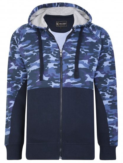 Kam Jeans 7036 Camo Print Full Zipper Hoodie Navy - Megztiniai ir džemperiai - Megztiniai ir Džemperiai - 2XL-14XL