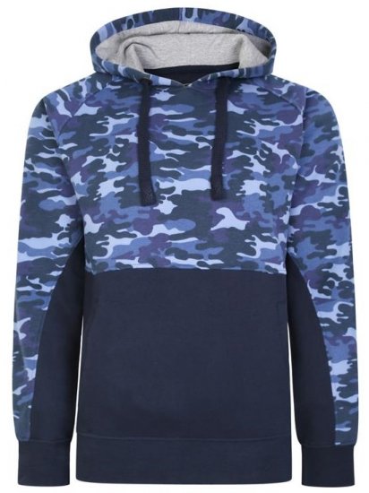 Kam Jeans 7036B Camo Pannelled Over The Head Hoody Navy - Megztiniai ir džemperiai - Megztiniai ir Džemperiai - 2XL-14XL