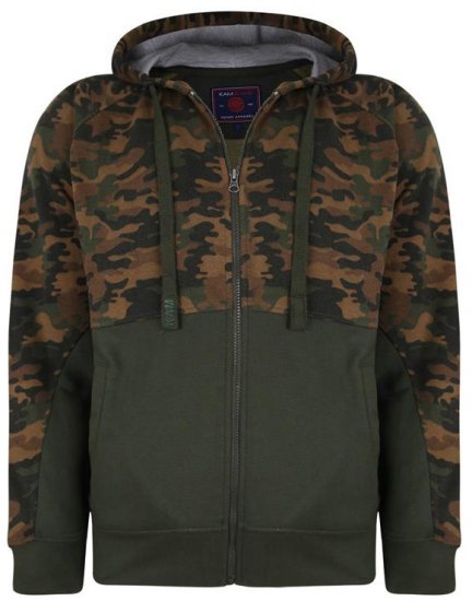 Kam Jeans 7036 Camo Print Full Zipper Hoodie Khaki - Megztiniai ir džemperiai - Megztiniai ir Džemperiai - 2XL-14XL