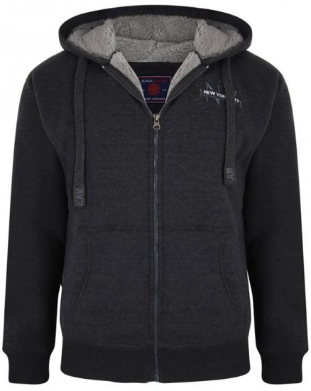 Kam Jeans 7038 Sherpa Lined Hoodie Charcoal - Megztiniai ir džemperiai - Megztiniai ir Džemperiai - 2XL-14XL
