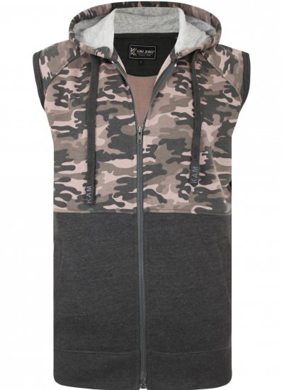 Kam Jeans 7039 Camo Panelled Vest Charcoal - Megztiniai ir džemperiai - Megztiniai ir Džemperiai - 2XL-14XL