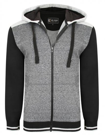Kam Jeans 7042 Zip Thru Panelled Hoody Charcoal - Megztiniai ir džemperiai - Megztiniai ir Džemperiai - 2XL-14XL