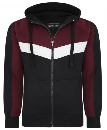 Kam Jeans 7048 Chevron Panelled Hoodie Burgundy - Megztiniai ir džemperiai - Megztiniai ir Džemperiai - 2XL-14XL