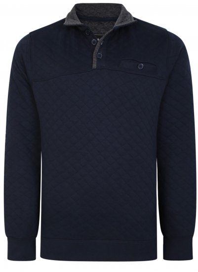 Kam Jeans 7050 Quilted Jersey Sweater 1/4 Button Up Navy - Megztiniai ir džemperiai - Megztiniai ir Džemperiai - 2XL-14XL
