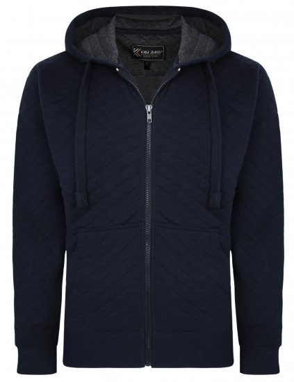 Kam Jeans 7051 Quilted Jersey Zip Thru Hoody Navy - Megztiniai ir džemperiai - Megztiniai ir Džemperiai - 2XL-14XL