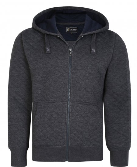Kam Jeans 7051 Quilted Jersey Zip Thru Hoody Charcoal - Megztiniai ir džemperiai - Megztiniai ir Džemperiai - 2XL-14XL