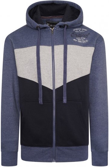 Kam Jeans 7070 Panelled Hoody with EMB Blue - Megztiniai ir Džemperiai - Megztiniai ir Džemperiai - 2XL-14XL
