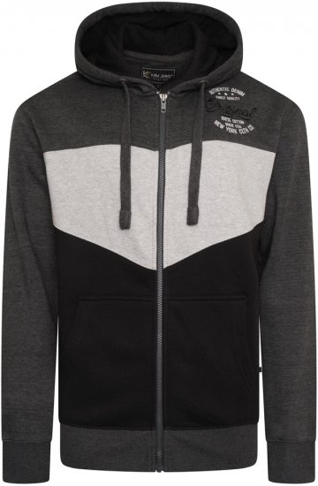 Kam Jeans 7070 Panelled Hoody with EMB Charcoal - Megztiniai ir džemperiai - Megztiniai ir Džemperiai - 2XL-14XL